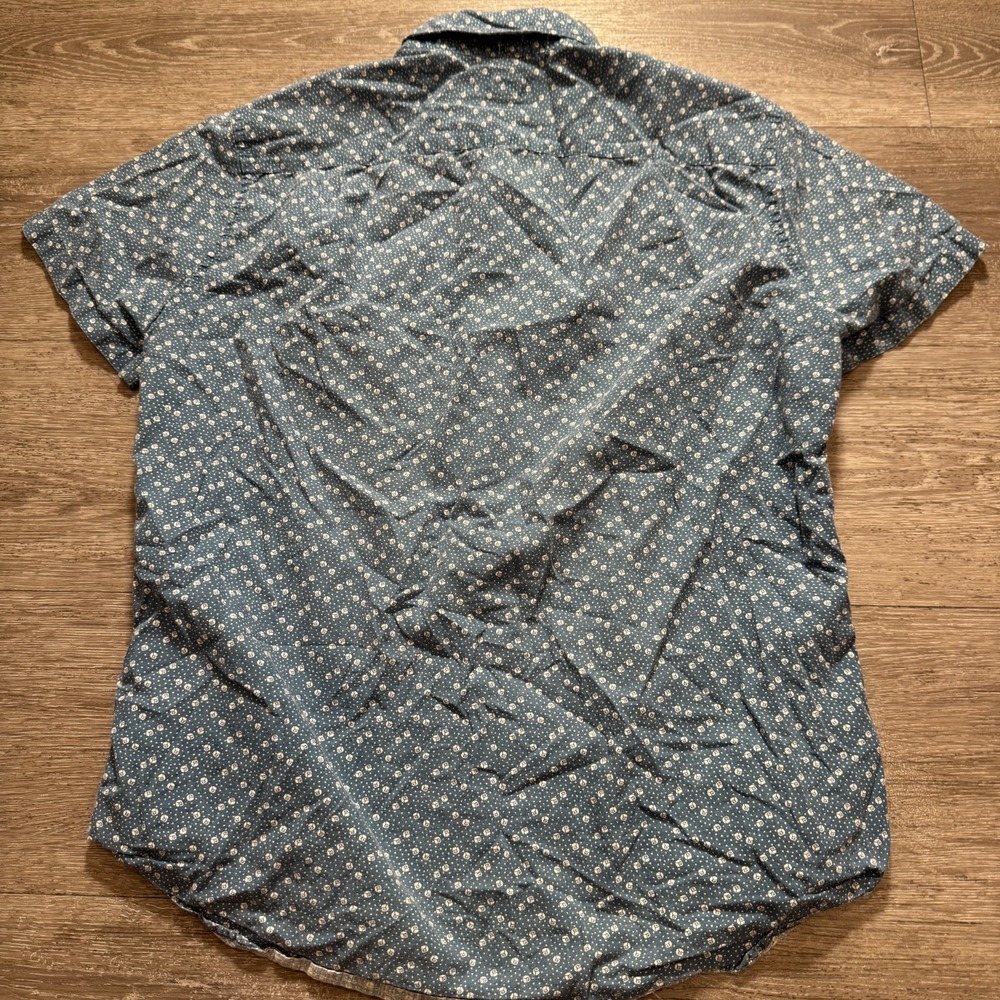 J Crew Shirt Mens Small Blue Geometric All Over Print Cotton Button Up - Picture 7 of 10